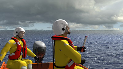 3D model of RNLI crew with flare